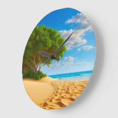 Deserted Tropical Island Sandy Beach  Große Wanduhr (Winkel)
