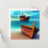 Desertiierte Boote an einem verlassenen Strand Karte (Vorderseite/Rückseite Beispiel)