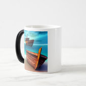 Desertiierte Boote an einem verlassenen Strand Verwandlungstasse (Vorderseite Links)