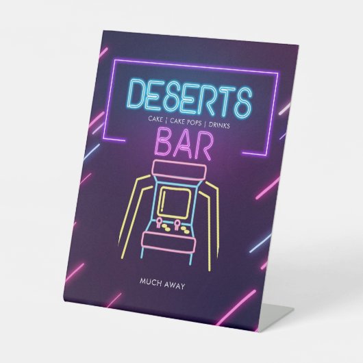 Deserts Bar Neon Arcade Video Games Birthday Sign Sockelschild (Vorderseite)
