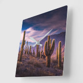 Deserts | Cactus Landscape Argentina Quadratische Wanduhr (Winkel)