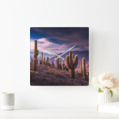 Deserts | Cactus Landscape Argentina Quadratische Wanduhr (Zuhause)