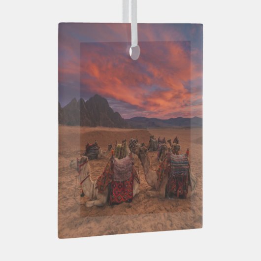 Deserts Camels Sinai Mountains Egypt Ornament Aus Glas (Vorderseite Rechts)