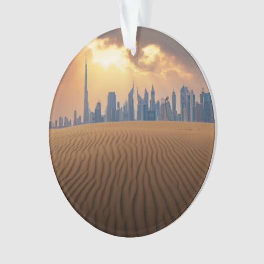 Deserts | Dubai's Skyline View from Sand Dune Ornament (Vorderseite)