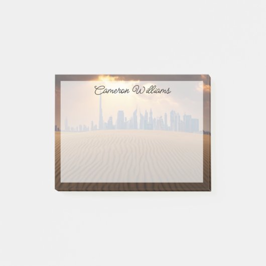 Deserts | Dubai's Skyline View from Sand Dune Post-it Klebezettel (Vorderseite)