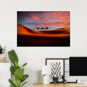 Deserts | Man & Camels in the Sand Dunes Poster (Heimbüro)