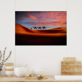 Deserts | Man & Camels in the Sand Dunes Poster (Küche)