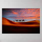 Deserts | Man & Camels in the Sand Dunes Poster (Vorne)