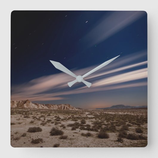 Deserts | Navarre Bardenas Desert at Night Quadratische Wanduhr (Vorderseite)
