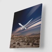 Deserts | Navarre Bardenas Desert at Night Quadratische Wanduhr (Winkel)