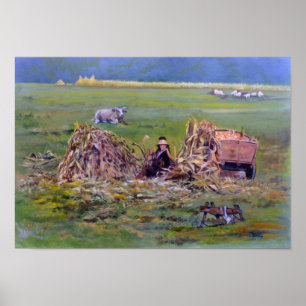 Desgranando el maíz/Shelling corn Poster