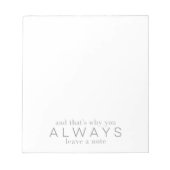 Deshalb verlasse du immer eine Notiz, die verhafte Notizblock (Vorderseite)