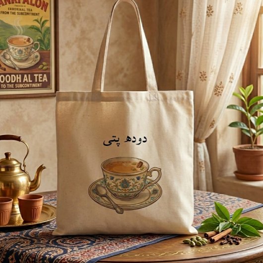 Desi Aesthetic Vintage Chai Lover Urdu Pakistani Tragetasche