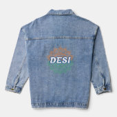 DESI Chakra Design Indian Tricolor Flag Tiranga Jeansjacke (Rückseite)