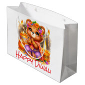 Desi Festival Style Große Geschenktüte (Rückseite Schrägansicht)