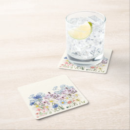 Desi Floral Rechteckiger Pappuntersetzer