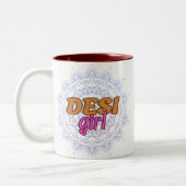 Desi Girl Chakra Name Zweifarbige Tasse (Links)