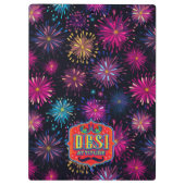 Desi Girl Colorful Fireworks Klemmbrett (Rückseite)