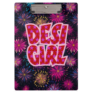 Desi Girl Colorful Fireworks Klemmbrett