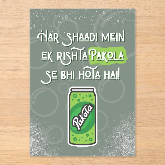 Desi-Hochzeit  Acryleinladungen (Vorderseite)