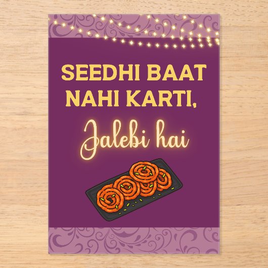 Desi Indian Pakistani Wedding Mehndi Food Sign Acryleinladungen (Vorderseite)