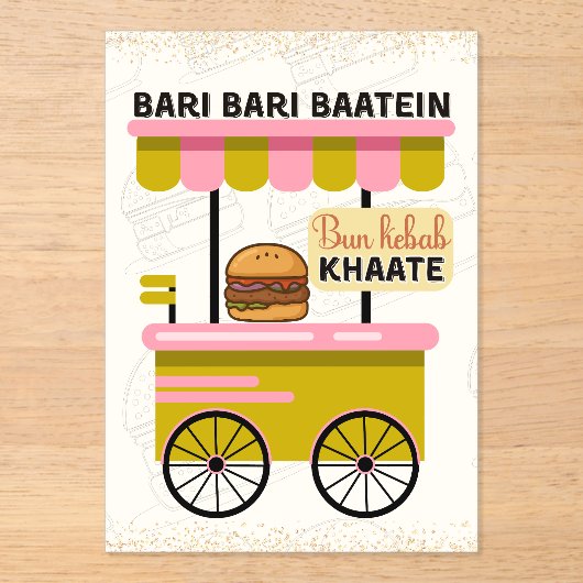 Desi Indian Pakistani Wedding Mehndi Food Sign Acryleinladungen (Vorderseite)