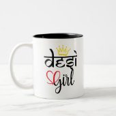 Desi-indischer oder pakistanischer Braun-Mädchen-S Zweifarbige Tasse (Links)