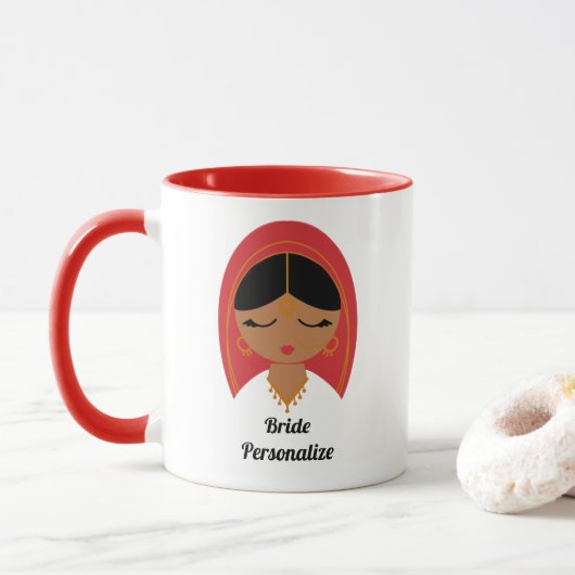Desi, Südasien, Indische Braut oder Dulhan Geschen Tasse (Mit Donut)