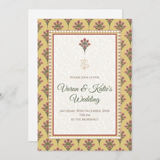 Desi Wedding Card Digital Indian Wedding laden Einladung (Vorne/Hinten)