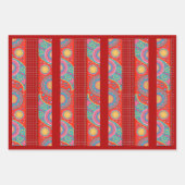 Desi Wedding Style Deep Red Design Geschenkpapier Set (Vorderseite 2)