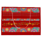 Desi Wedding Style Deep Red Design Große Geschenktüte (Rückseite)