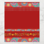 Desi Wedding Style Deep Red Design Weinetikett (Einzelnes Label)