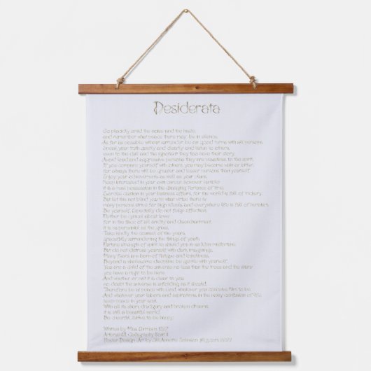 Desiderata ArtbrushUI Hand Jewel Hand Schriftart Wandteppich Mit Holzrahmen (Vorderseite)