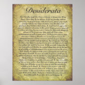 DESIDERATA auf antikem Papier Poster (Vorne)