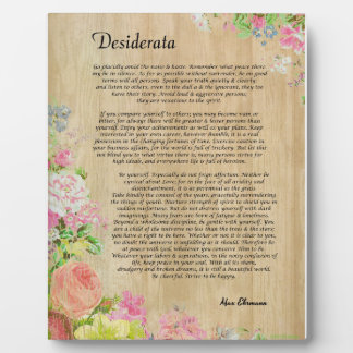 Desiderata auf der Rustikalen Holzplatte mit Blume Fotoplatte