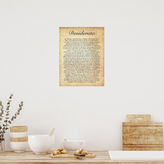 DESIDERATA auf Fossilisiertem Holzpapier Poster (Küche)