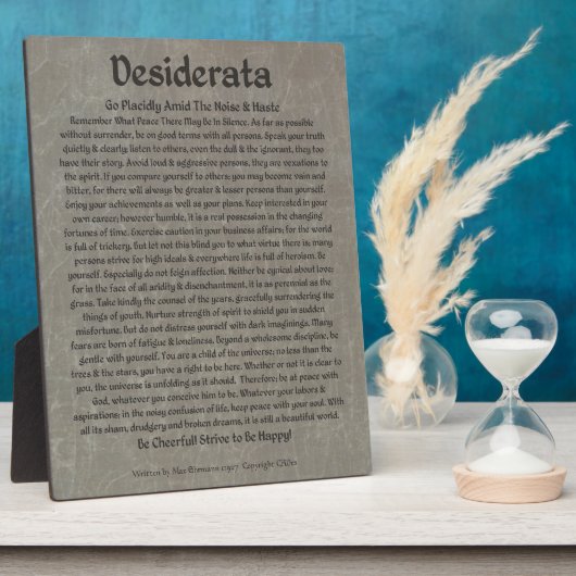 Desiderata auf grauem Marmor Fotoplatte (Seite)