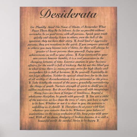 DESIDERATA auf Holzebene Poster (Vorne)