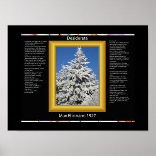 DESIDERATA-Baum in weißen Schneeplakaten Poster
