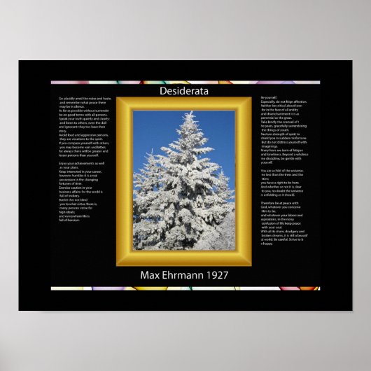 DESIDERATA-Baum in weißen Schneeplakaten Poster (Vorne)