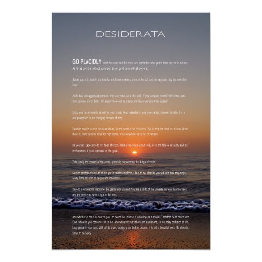 DESIDERATA Beach Golden Sunrise Poster (Vorderseite)