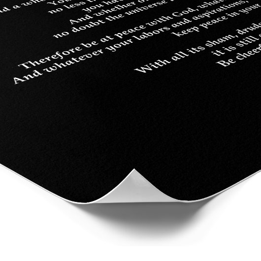 Desiderata Black Poster (Ecke)