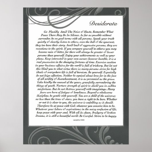 DESIDERATA Black Swirlie Poster (Vorne)