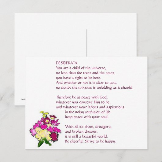 DESIDERATA Bright Bouquet Postkarte (Vorne/Hinten)