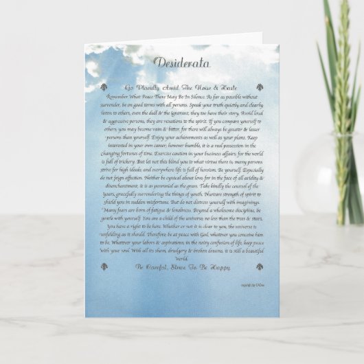 DESIDERATA Card=Clouds Karte (Vorderseite)