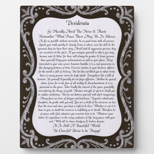 Desiderata Chalk Art Fotoplatte (Vorderseite)