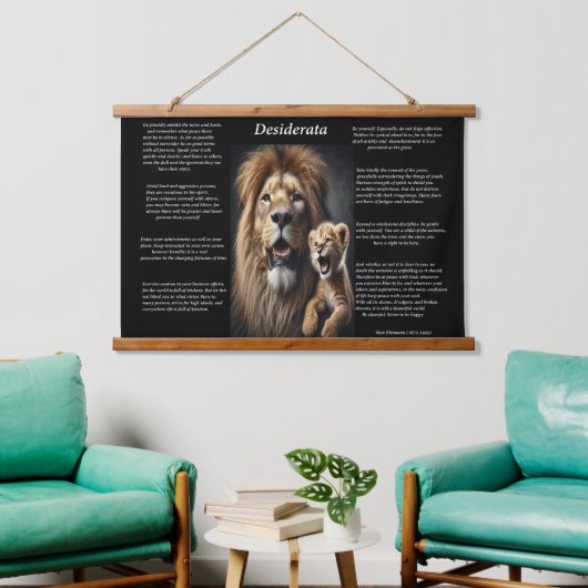 Desiderata: Cubs Playful Discovery Wandteppich Mit Holzrahmen (Wohnzimmer)