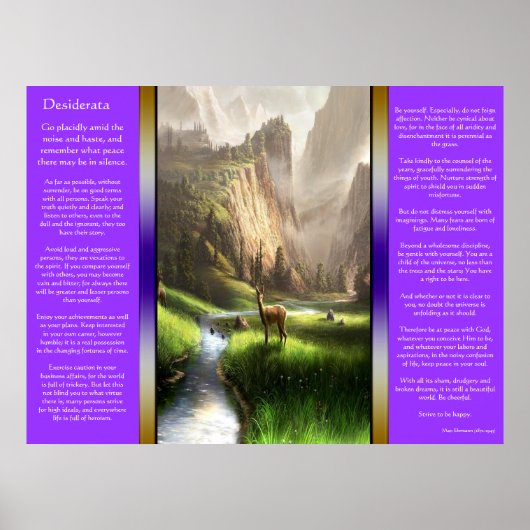 Desiderata Deer Valley Posters Poster (Vorne)