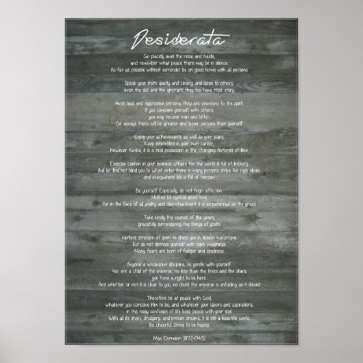 Desiderata "Desired Things" auf Betonmauer Poster (Vorne)