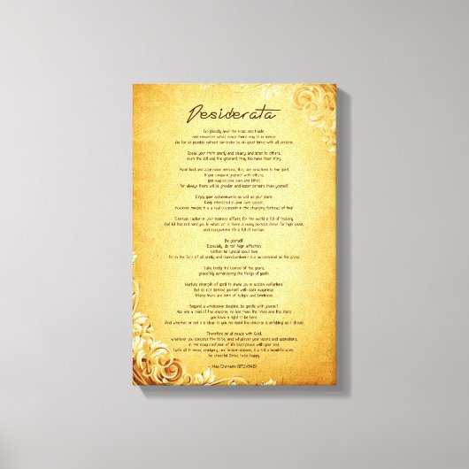 Desiderata "Desired Things" auf Vintagem Pergament Leinwanddruck (Vorderseite)